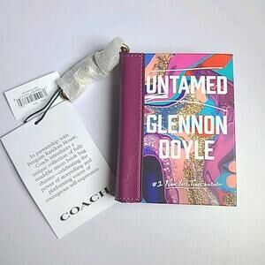 NWT Coach Book Notebook Bag Charm Keyring UNTAMED Glennon Doyle Leather Purple